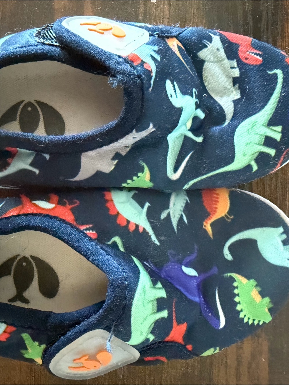Kids Navy Dinosaur Slip-On Shoes